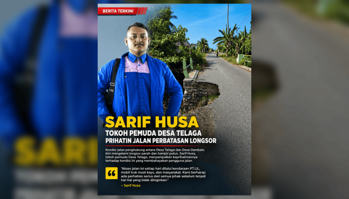 Jalan Penghubung Telaga–Dambalo Nyaris Putus, Tokoh Pemuda Desak Perbaikan Segera