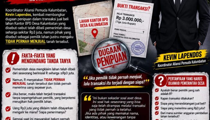 Dugaan Transaksi Lahan Kantor BPD Tanpa Sepengetahuan Pemilik, Kevin Lapendos: “Ini Penipuan Dan Penindasan Terhadap Rakyat”