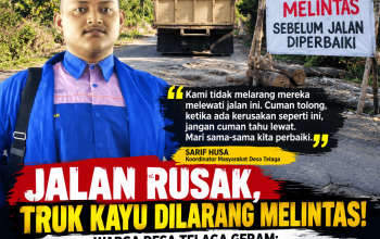 Masyarakat Desa Telaga Larang Truk Bermuatan Kayu Melintas, Desak Pengusaha Ikut Perbaiki Jalan